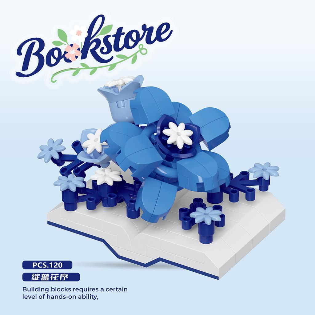 Creative Plastic Flowers Book Series Micro Building Blocks Educational Kids Toys Desktop Decoration Gift for Mother's Day