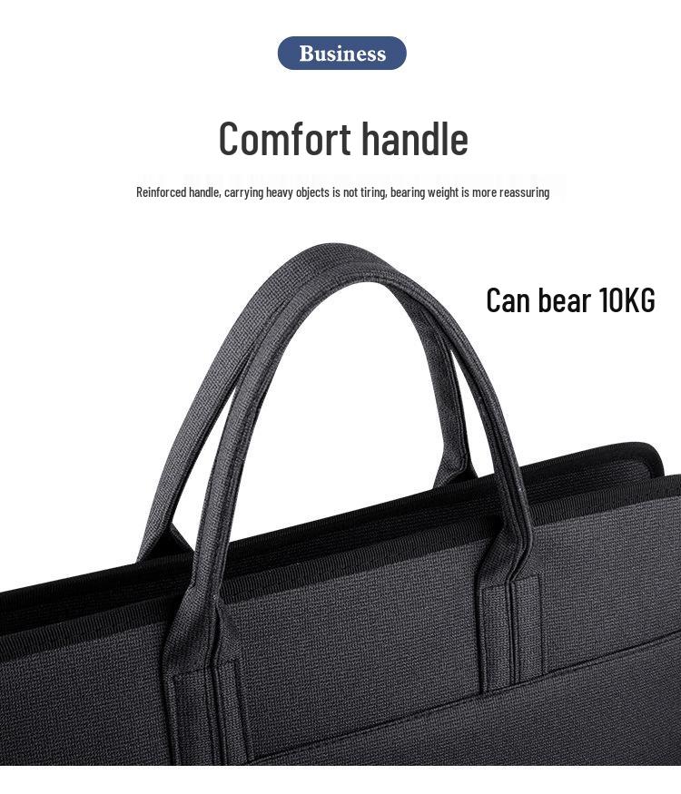Zippered Shockproof Commuting Briefcase – Large Capacity Document Handbag for Men and Women