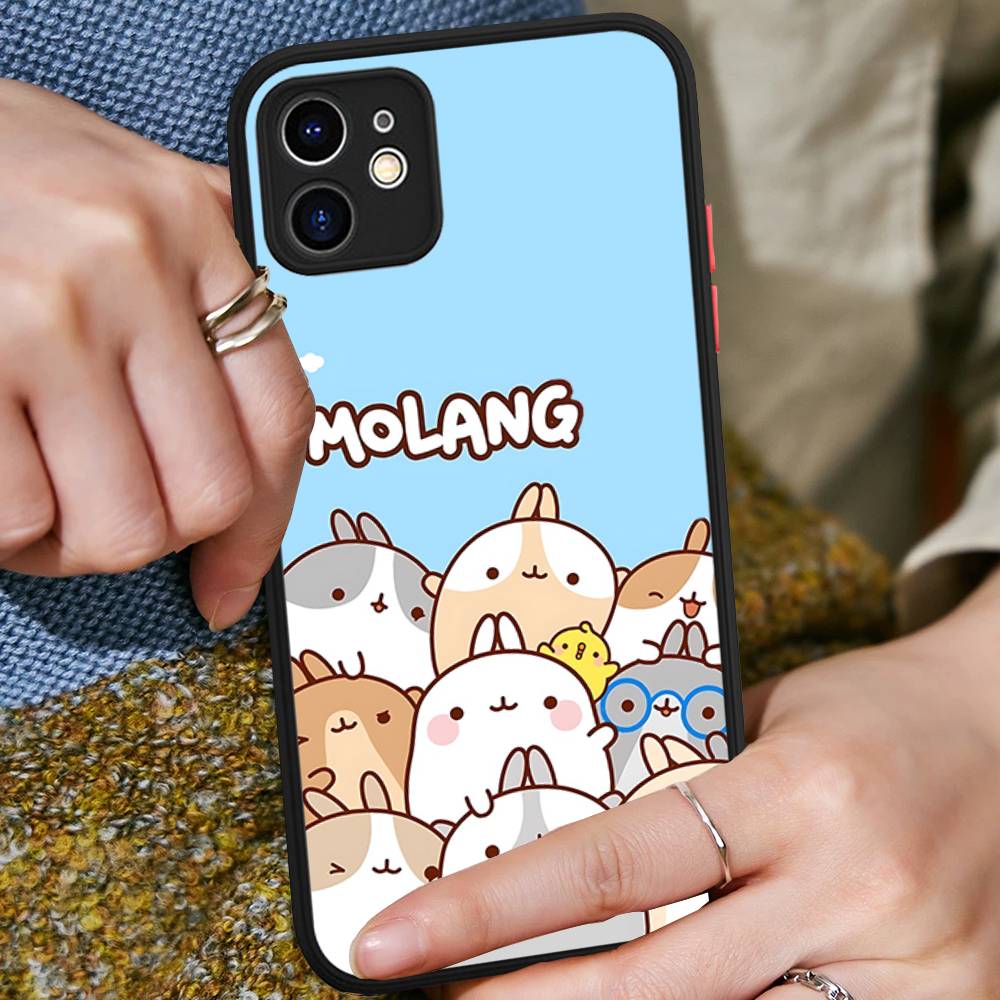 Cartoon Cute M-Molang For IPhone 16 15 14 Plus 13 12 11 Pro Max X XS MAX Translucent Matte Shockproof Cover