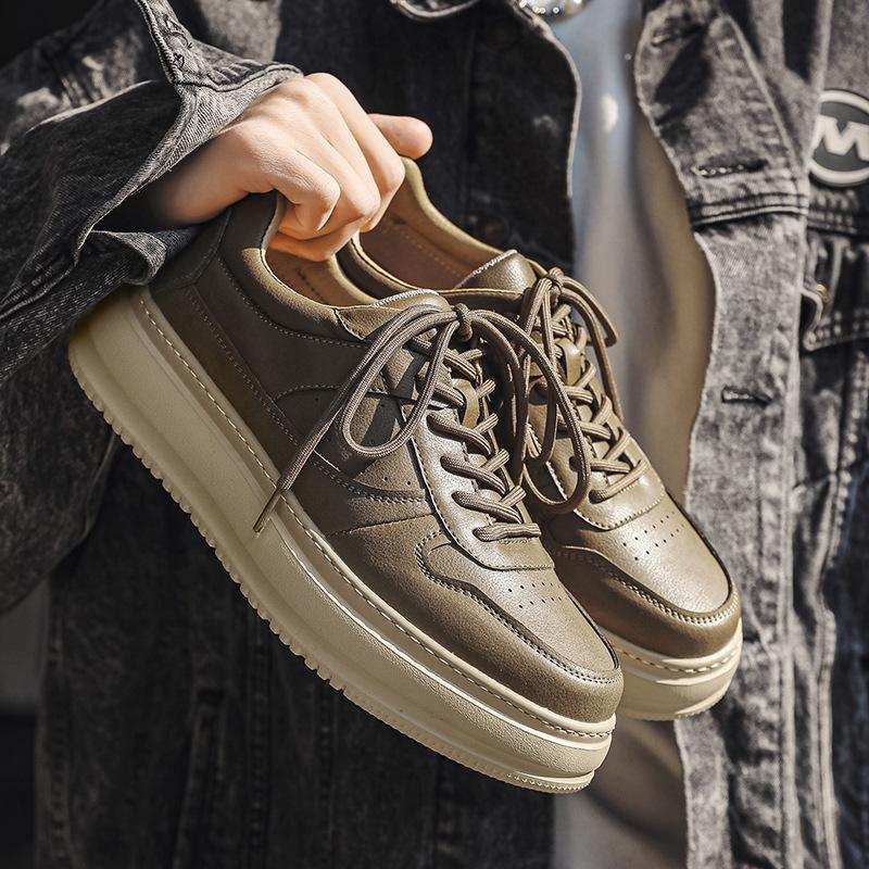 

Мужская обувь весна 2025 новая мягкая подошва британская рабочая повседневная кожаная обувь мужская черная спортивная кожаная увеличивающая рост кожаная обувь 38