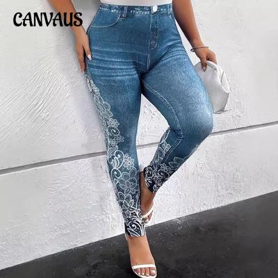 Dames Skinny Broek met Bloemenprint in Grote Maten
