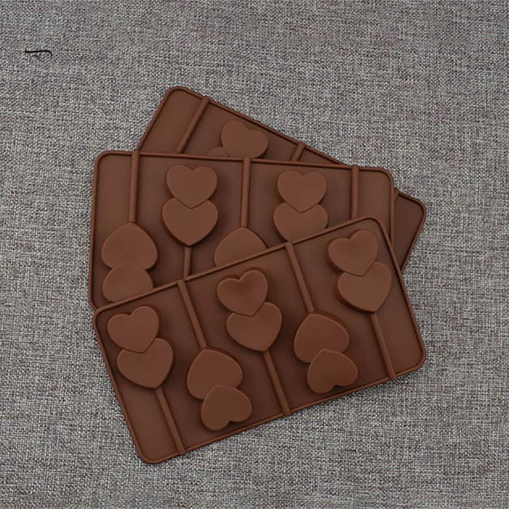 Puntos Silicone 5 Grid Double Heart Shaped Non Stick Lolly Chocolate Cookie Candy Mold