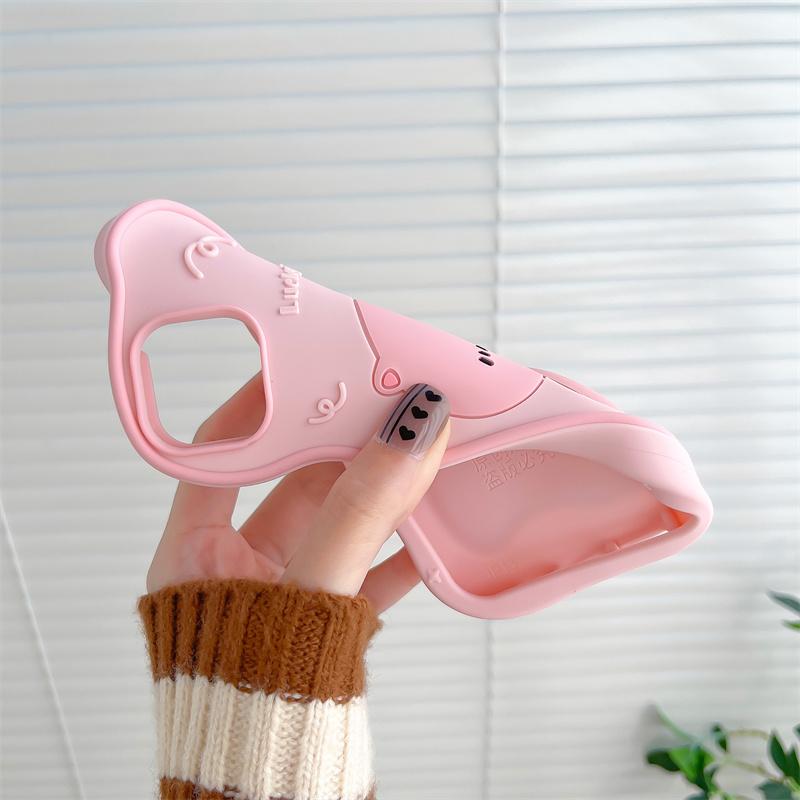 Cartoon Pig 3D rozměrné pouzdro na telefon pro iphone 14 Plus 13 12 Pro 11 Max 14pro13pro růžové Měkký silikonový kryt s korálky Lanyard