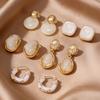 Retro Style Maillard Amber Stud Earrings Women's Niche Design Earrings Light Luxury Stainless Steel Needle Ear Jewelry