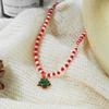 Santa Rice Beaded Chain Clavicle Chain Cartoon Pendant Choker All-match Christmas Necklace  Women