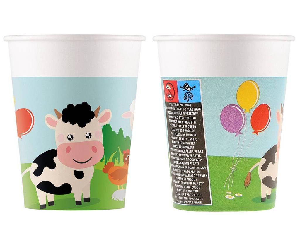 Kubeczki Papierowe Farma Zwierzątka 200Ml, 8 Szt.