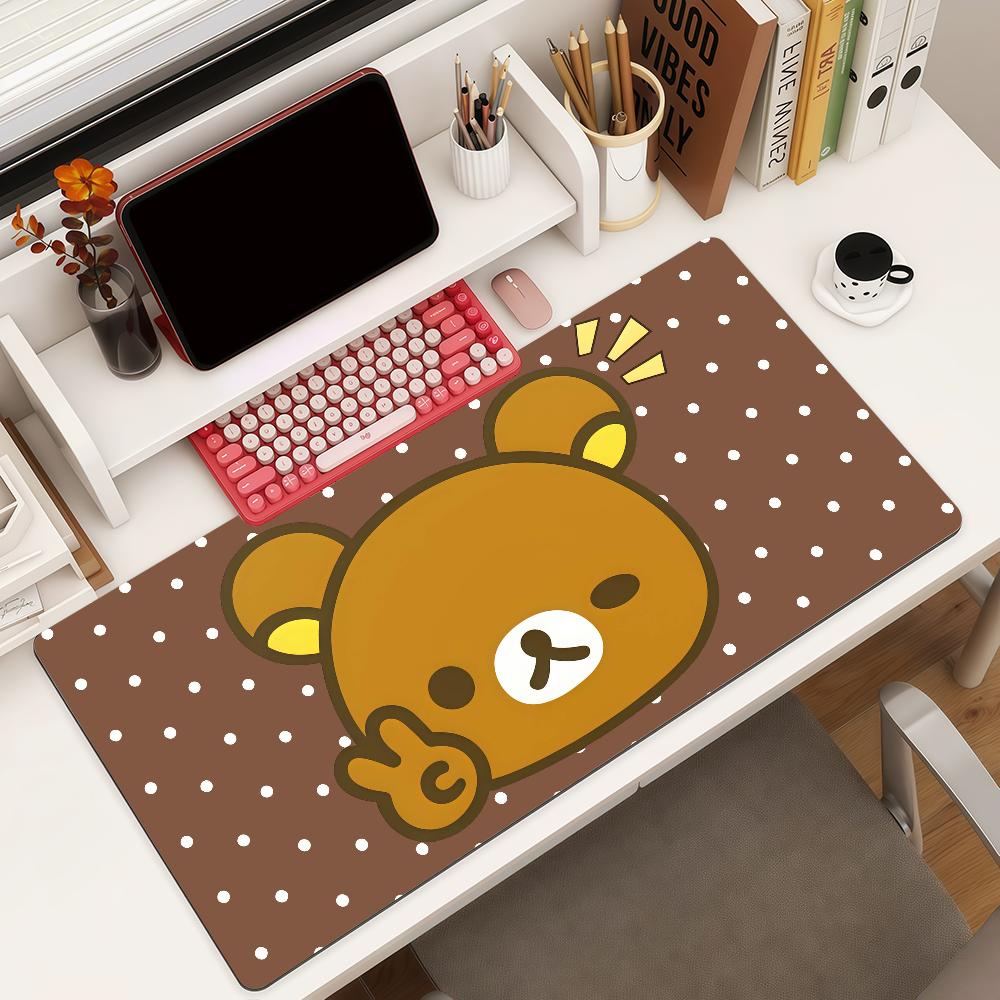 Cartoon Cute Rrilakkuma Mouse Pad Square Office Gaming Desk Mat Waterproof Nonslip Rubber Decorative