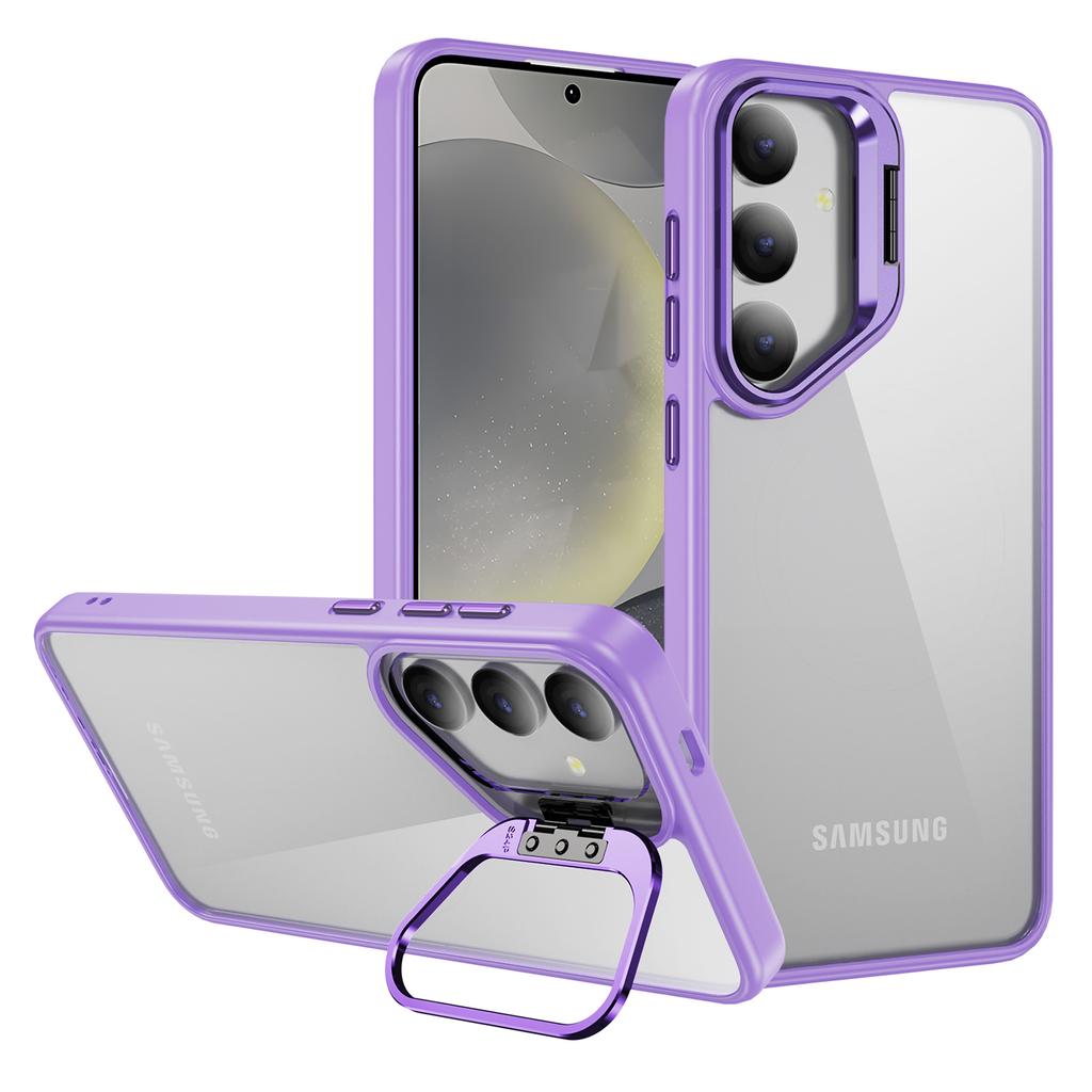 For Samsung Galaxy S25+ Case Lens Frame Kickstand TPU+Acrylic Protective Phone Cover