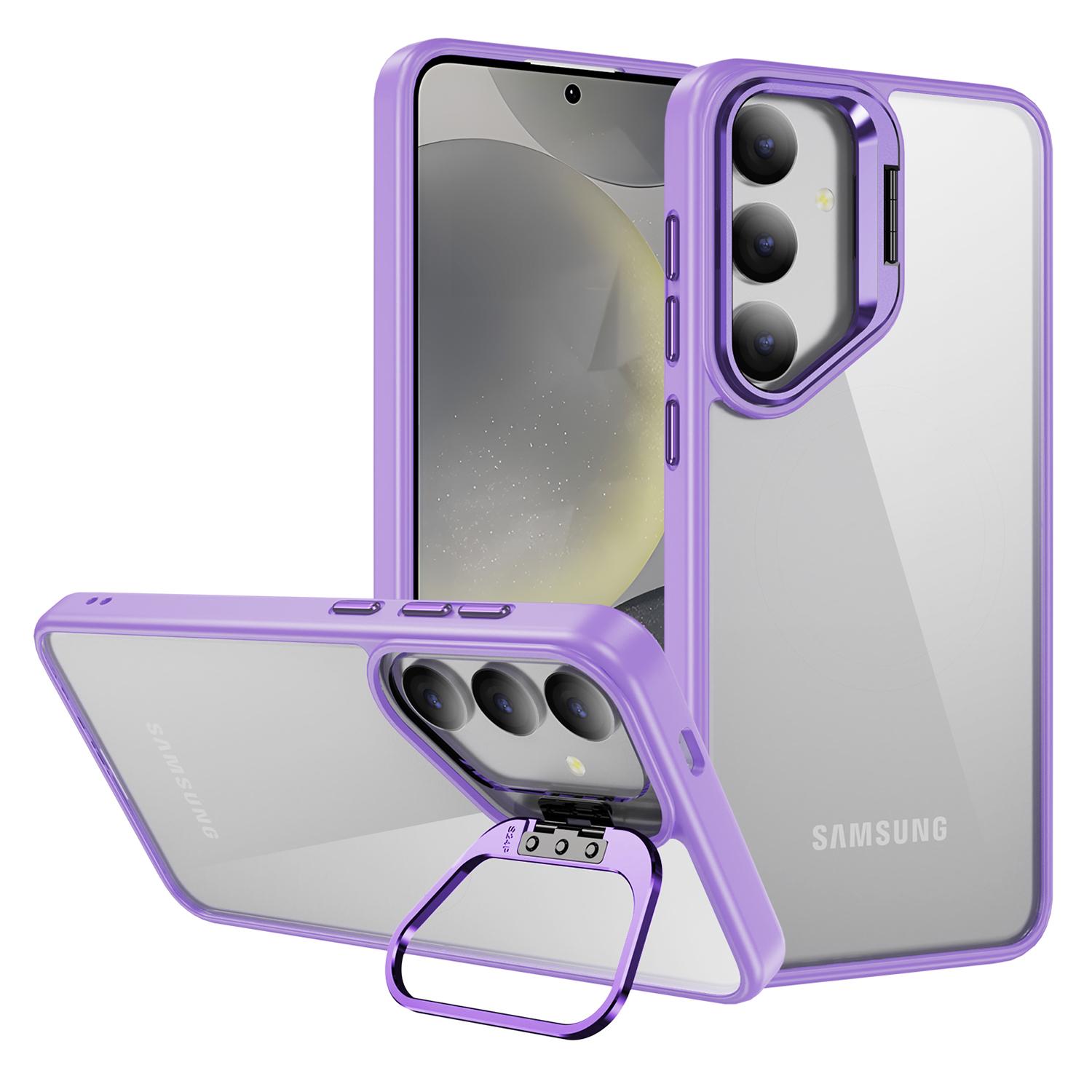 

Для Samsung Galaxy S25 Чехол Рамка объектива Подставка ТПУ+Акрил Защитная накладка на телефон Light Purple