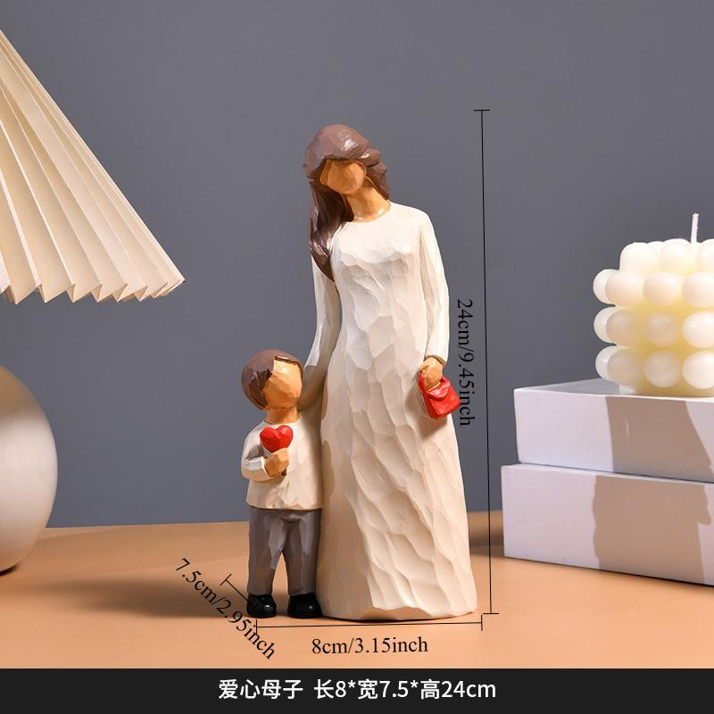1pcs Resin Family Figurine Set Elegant Living Room Decor for Wine Cabinet Creative Craft Sculpture Art Gift for Home