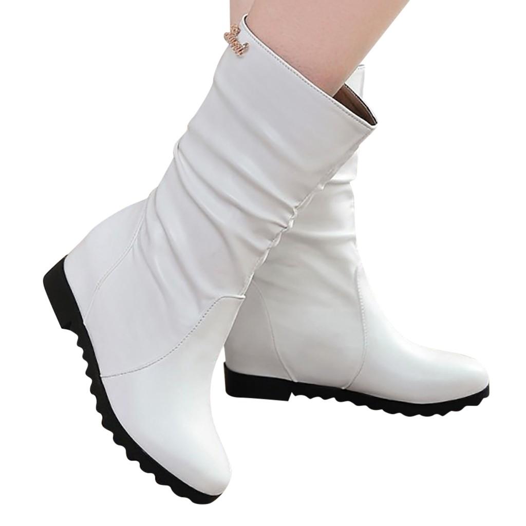Women Fashion Increase Within Boot Student Rhinestone Hollow Large Size Boots