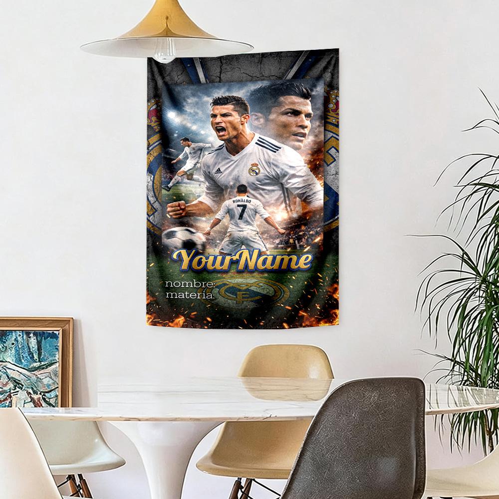 Cristiano Ronaldo Custom Your Name Wall Decor Tapestry Art For Pet Memorial Birthdaywedding Party Backdrop Family Gift
