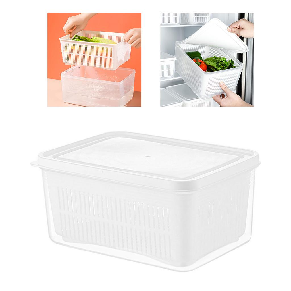 Gemüsewaschkorb Kunststoff mit staubdichtem Deckel Doppelschichtiger Abtropfkorb für die Küche