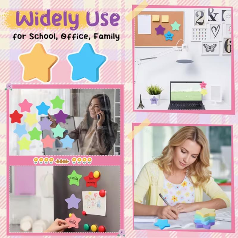 12 Packs (360 Sheets) 12-color Star-shaped Self-adhesive Notepads Set with Category Labels, Suitable for Offices and Study Plans