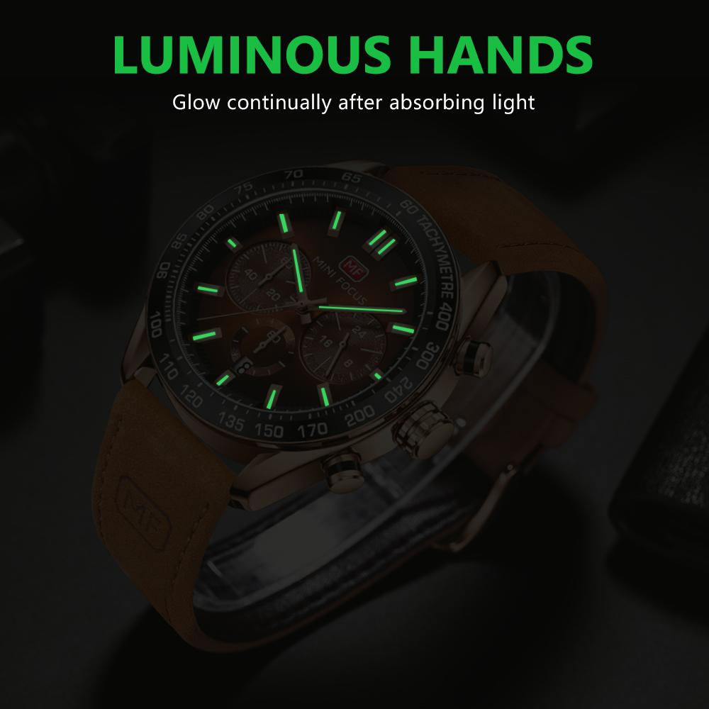 Top Luxus mit Box Minifocus Markenuhr Casual Herrenuhr Quarzuhr Leder Herrenuhr 0403G