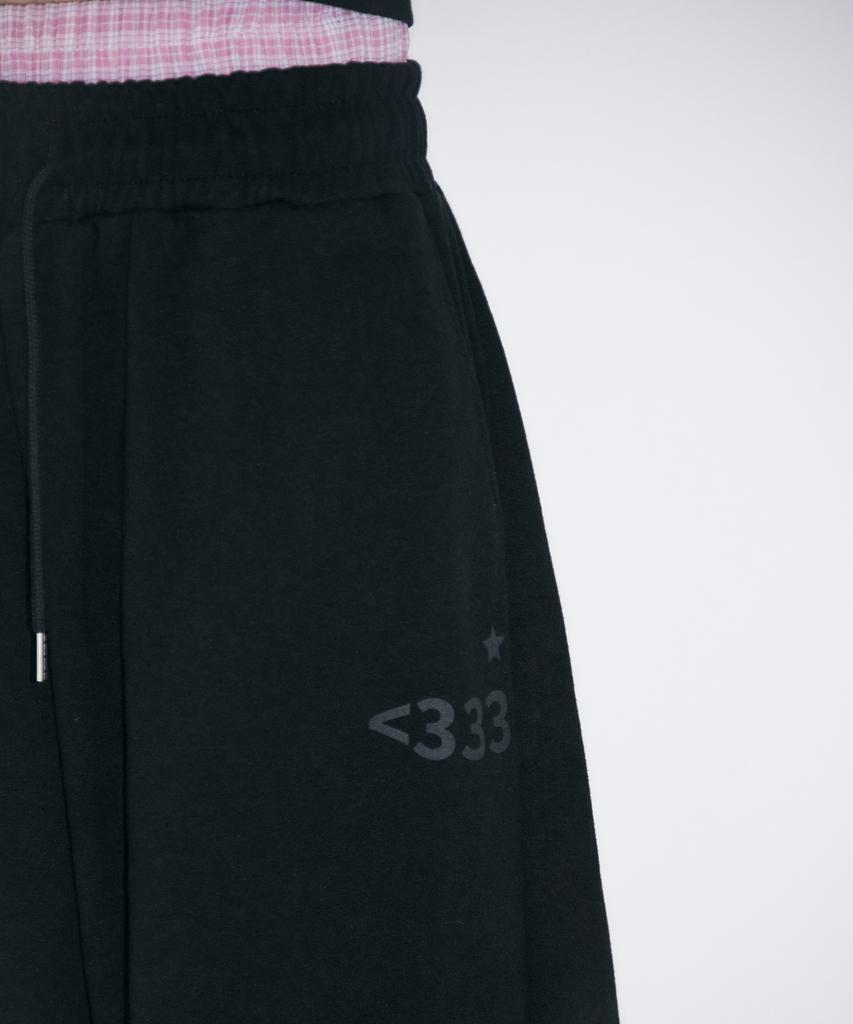 Seulliggeullou Love Emoji Check Layered Sweatpants [Black]