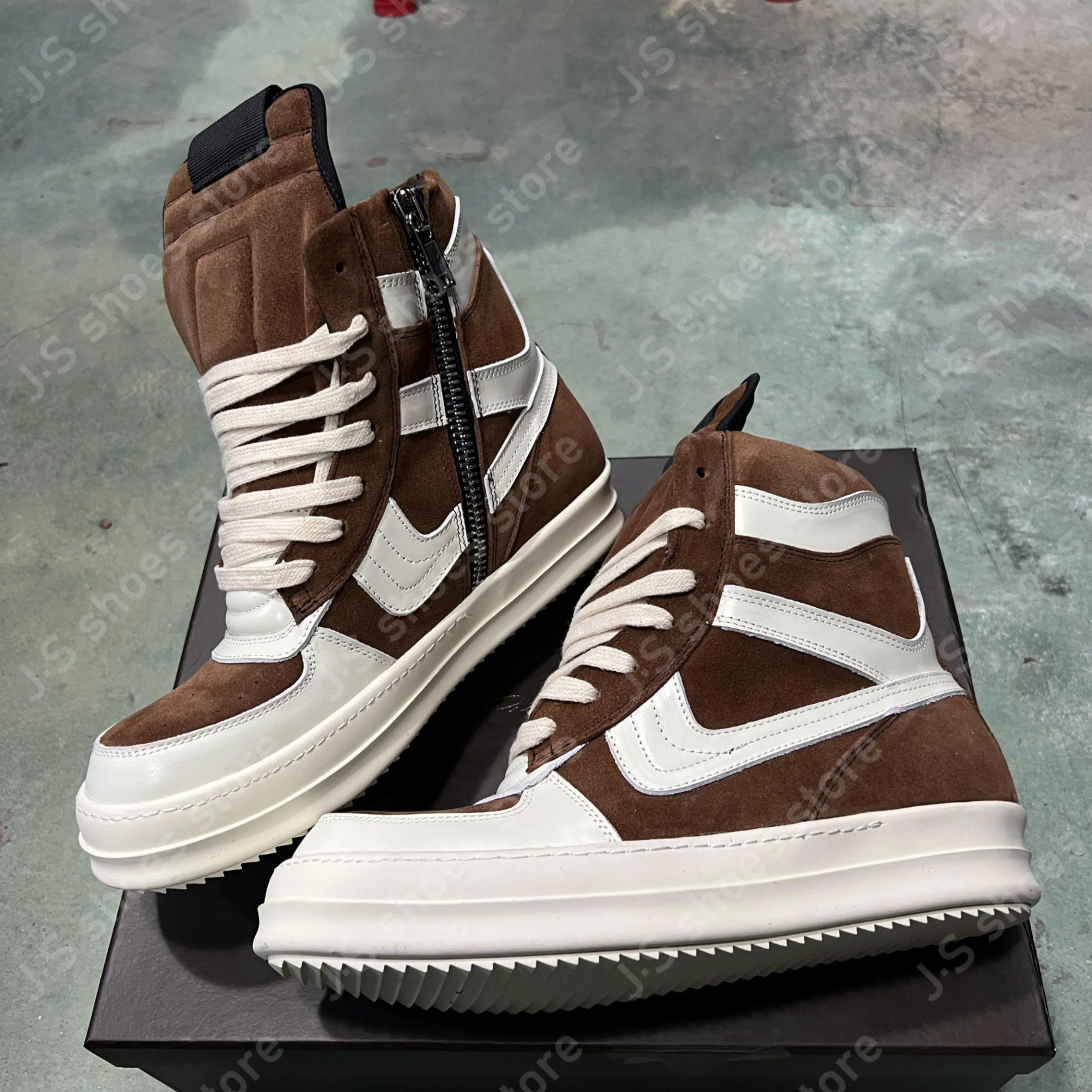 

Ro Geobasket Caramel Suede White Leather High Top Shoe Boot Caramel Cowhide Men Shoes Zipper Women Casual Sneaker Ankle Boots 48