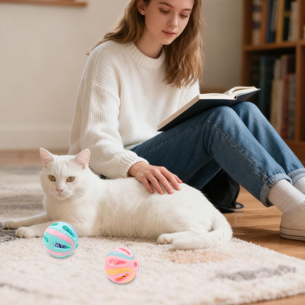 8cm Cats Toy Ball Self-Entertainment Cats Sounding Toy Bell Ball For Boredom Relief, Colorful Hollowed-Out Cats Teaser Pet Toy