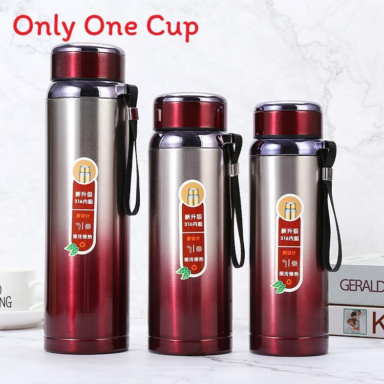 Stainless Steel Insulated Travel Mug With Tea Separator And Carrying Rope For Outdoor Use