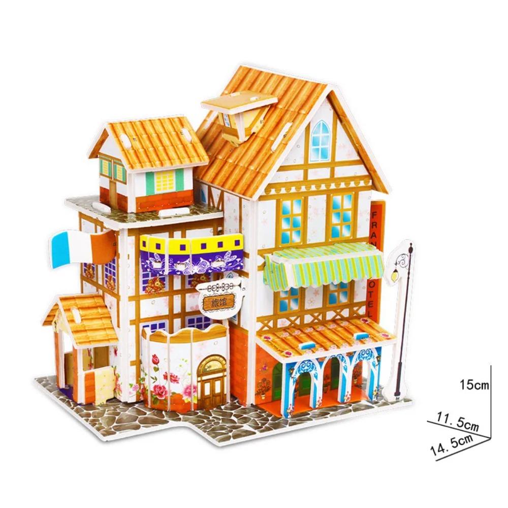 Kids 3D Stereo Puzzle Cartoon House Castle Building Model DIY Handmade Early Learning Educational Toys Gift for Children