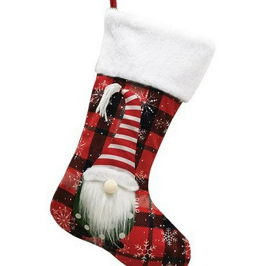 2026 Faceless Doll 3D Printed Red & Green Christmas Stocking Ornament Gift Bag. красный