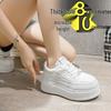 Women's White Spring/Summer 2025 Platform Sneakers - Thick-Soled, Height-Increasing, Petite-Friendly Casual Shoes