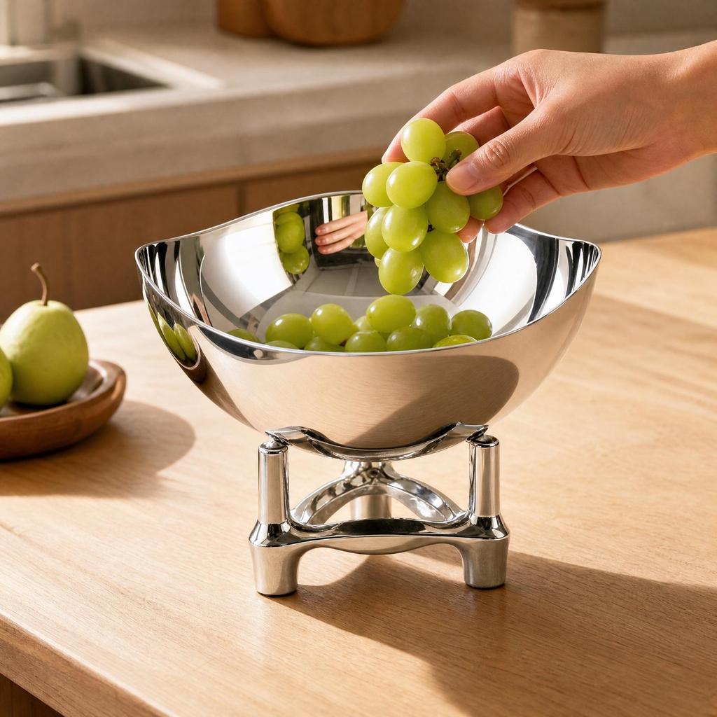 Fruit Bowl with Three-Legged Base Sturdy for Kitchen Counter