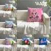 Cartoon Pink Funny Rabbit Friends 2 Pillow Case Linen Pillow Case Sofa Home Decor Cushion Cover Cushion Cove
