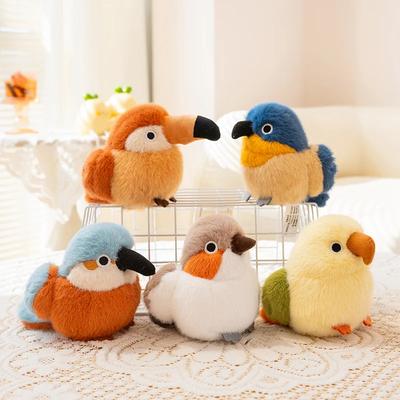 Süßes Vogel-Stofftier Kawaii Tukan Papagei Spatz Kuscheltier Weicher Flauschiger Mini-Vogel Plüschtier für Mädchen Geburtstagsgeschenk