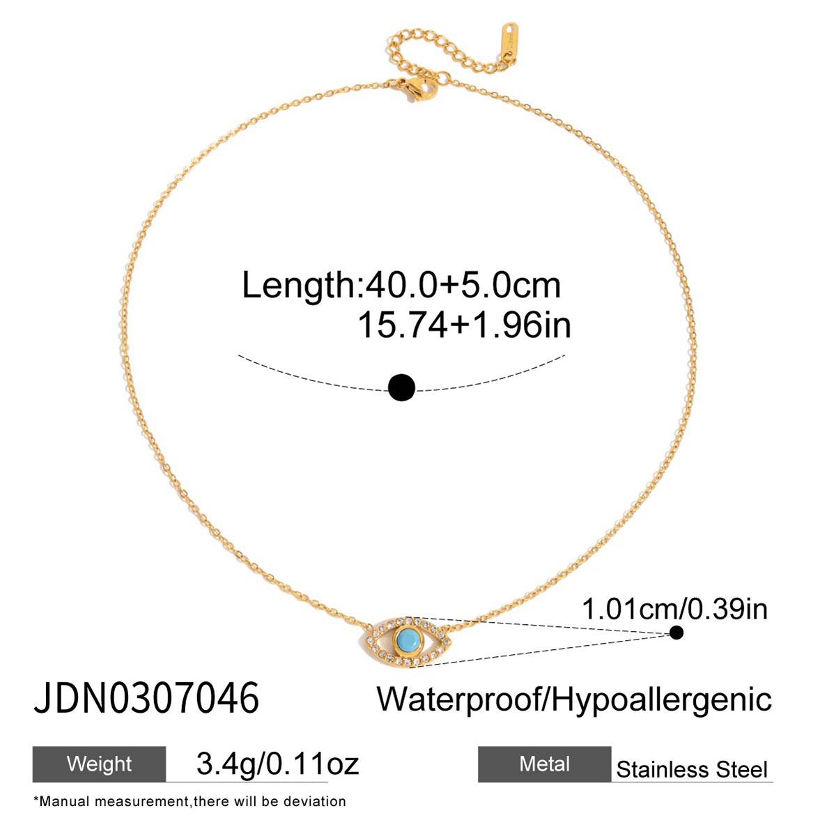 

Youthway Lucky Zircon Blue Turquoise Evil Eye Pendant Necklace For Women Gold Plated Stainless Steel Necklace Christmas Gift