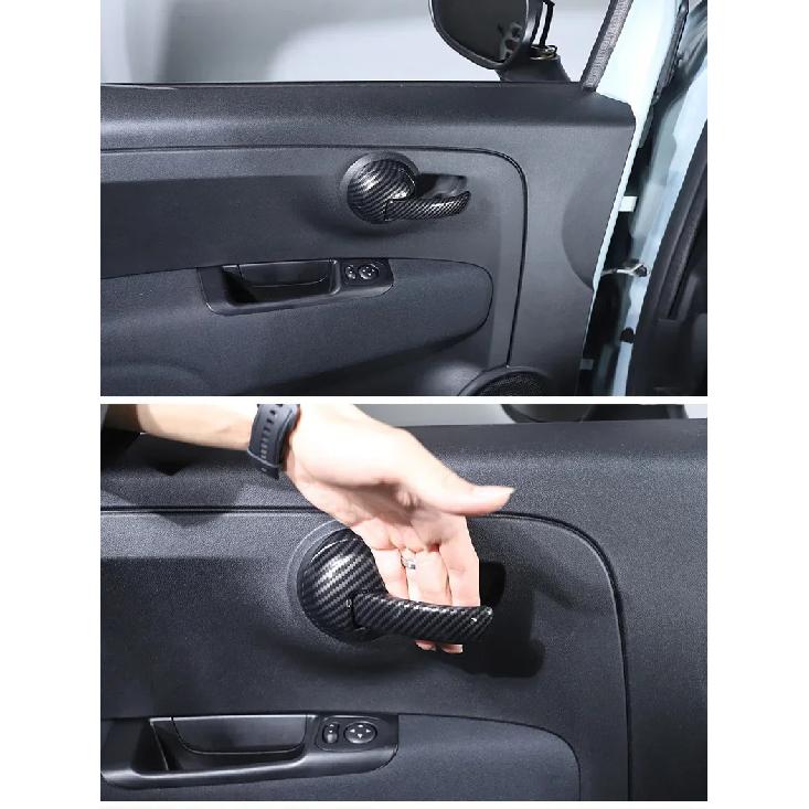 For Fiat 500 2010-2024 ABS Carbon Fiber Car Inside Handle Panel Frame Cover Trim Sticker Car  Accessories