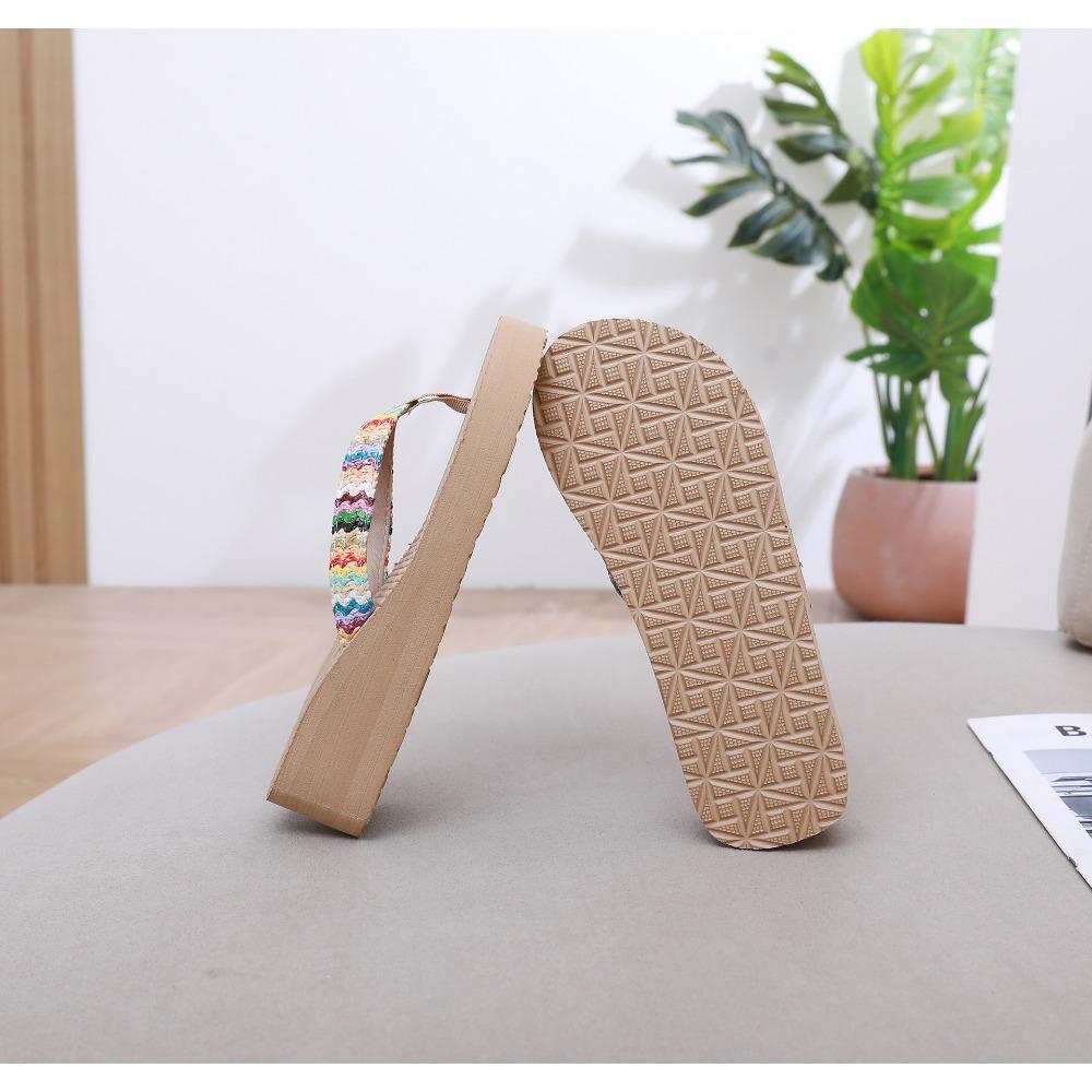 Women's Fashion Trend Anti Slip Wear-resistant Comfortable Soft Bottom Ethnic Style Flat Heel Flip Flops