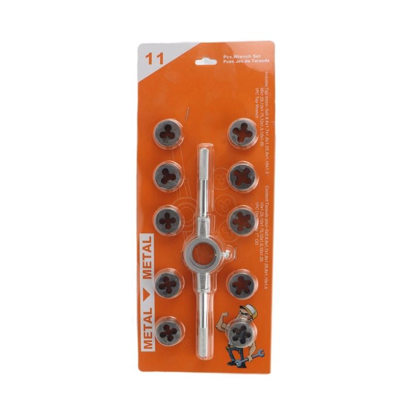 

Профессиональный метчик и плашка, 11 предметов, прецизионный резьбонарезной инструмент для простоты использования при ремонте и техническом обслуживании