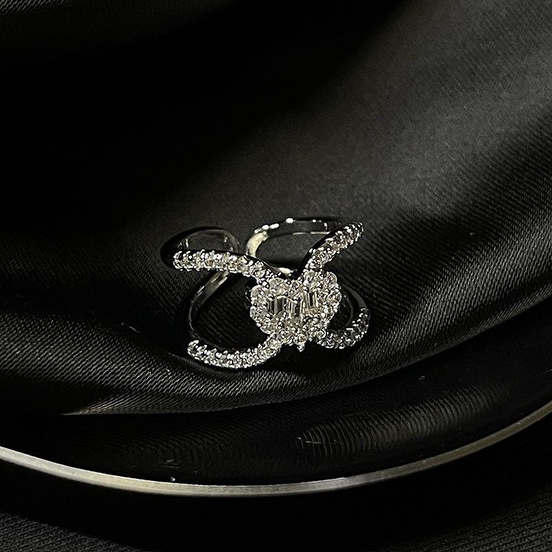 Personalized Chain, Diamond-Set Open Ring, Light Luxury, Super Flash, High-End Sense Of Fashion, Unique And Exquisite Fashion Ring For Women Adjustable opening