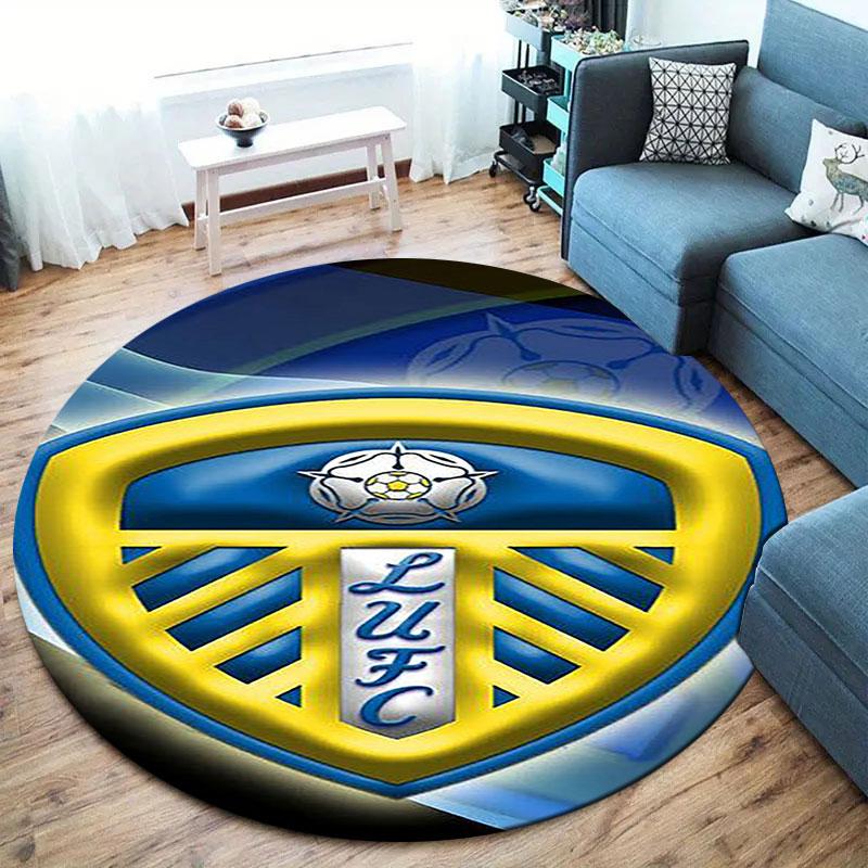 Leeds United Football Club Round Area Rug,Carpet Rug for Living Room Bedroom Sofa Playroom Decor,Non-slip Floor Mat