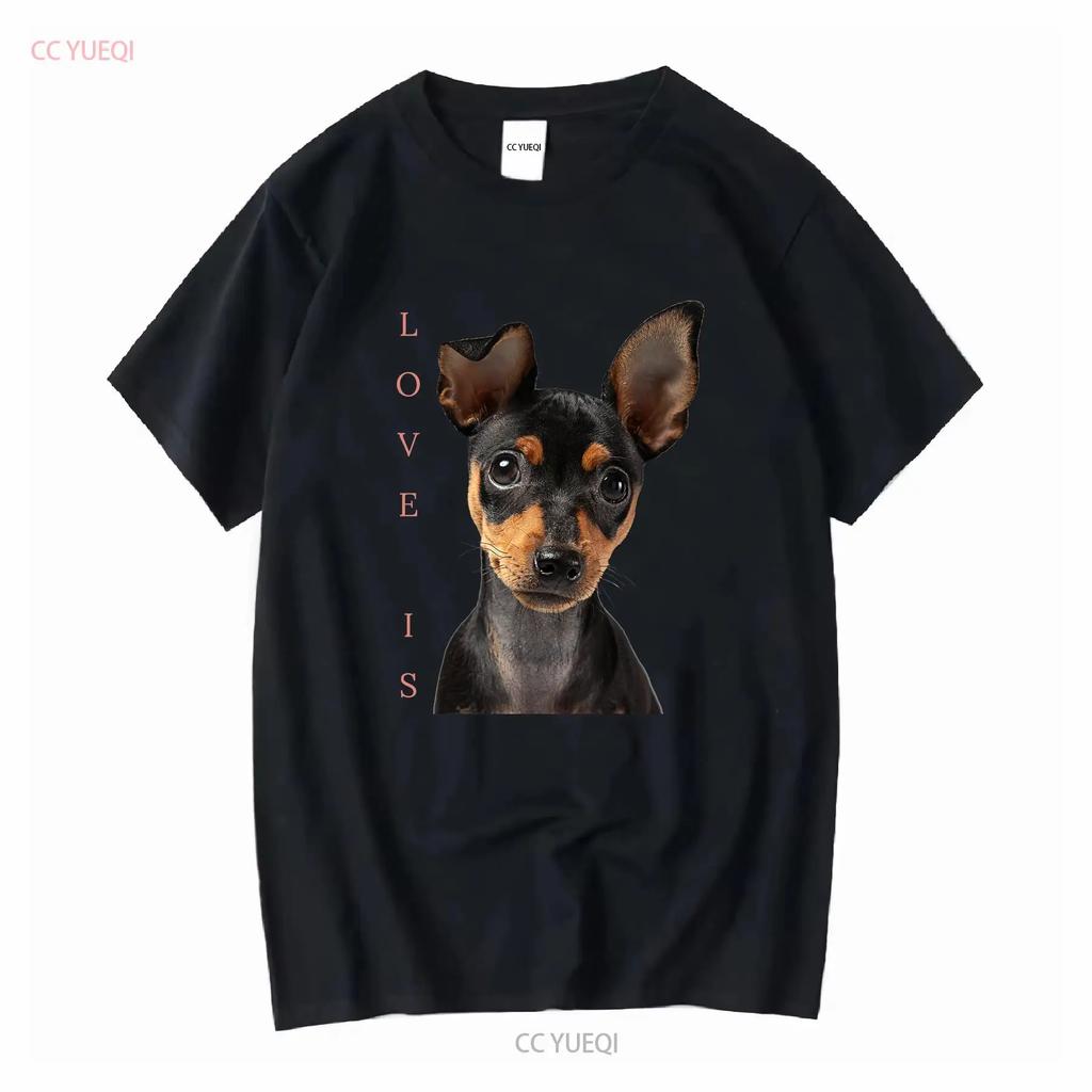 T-shirt Pinscher Nano Mamma Papà Cane Amore Cucciolo Animale Domestico Lavaggio Vintage Uomo Abbigliamento Designer Leggermente Versatile Grafica Morbido