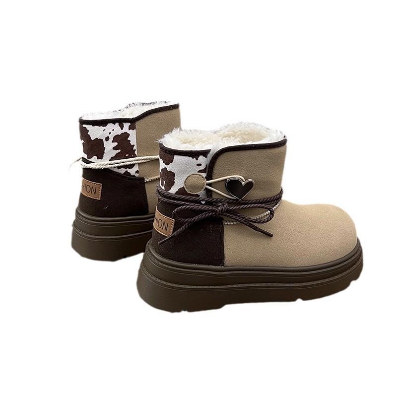 Thick-soled Niche Cotton Shoes for Women To Wear New Autumn and Winter Fur Integrated Fleece Thickened Warm Snow Boots