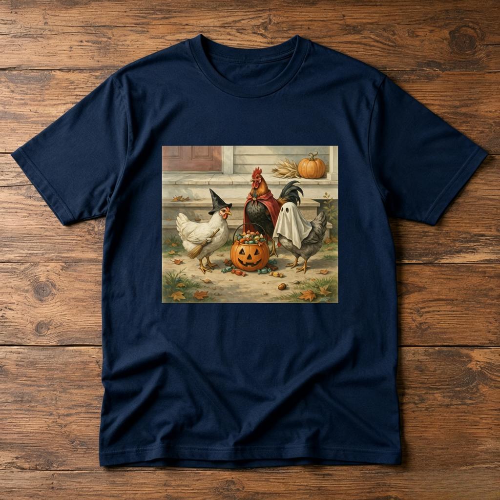 Comfort Colors Chicken Halloween Shirt Funny Trick or Treat Rooster Tee Cute Spooky Season Chicken Lover Graphic TShirt