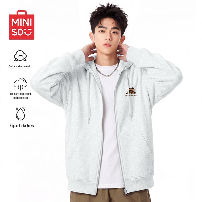 MINISO Japanese Style Casual Hooded Zip-Up Sweatshirt
