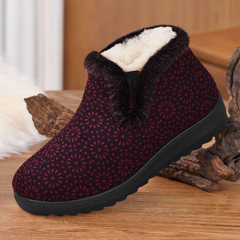 Thickened cloth shoes women's velvet warm lightweight real wool mother shoes non-slip and comfortable one-pedal large cotton shoes