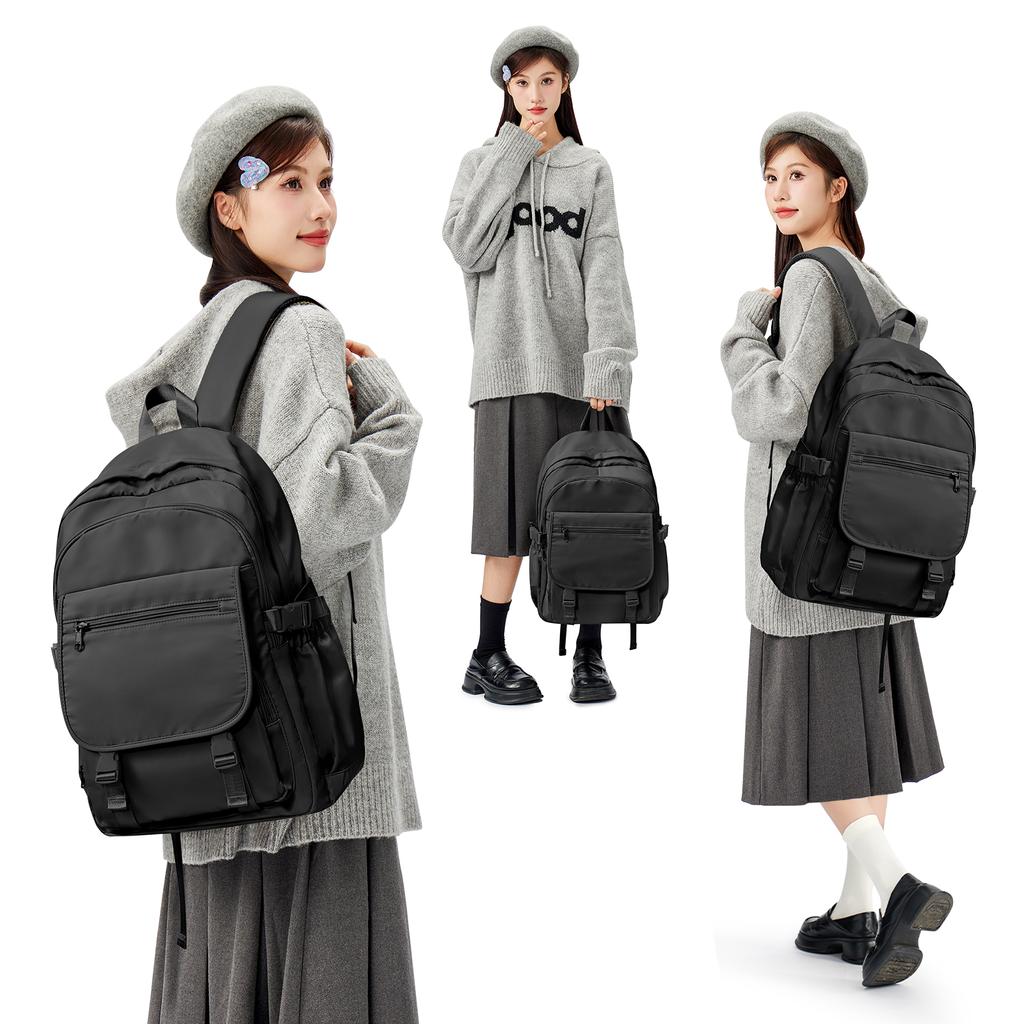 Student School Backpacks Casual Daypack, Commuter Laptop Backpack for Women Study Travel, Black School Bag for Teens Girls Boys