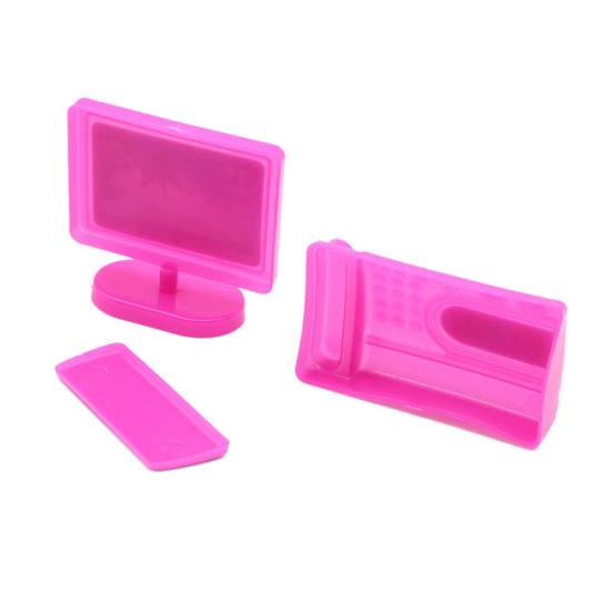 Miniature Computer Keyboard Fax Machine Furniture for Doll Dol-lhouse Kids Toy