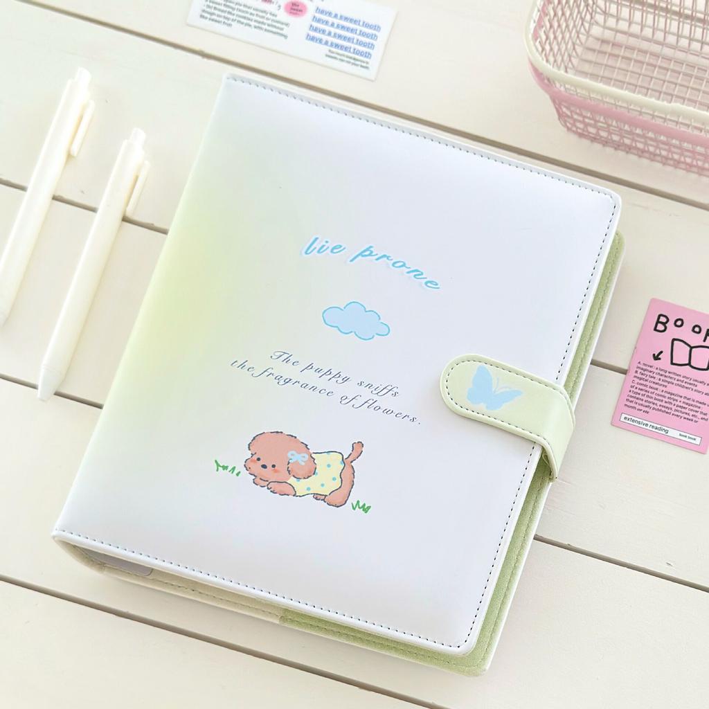 Cute Wide A5 Leather Card Album,Magnetic Idol Photocard Holder for K-Pop Photocards, Instax Mini, and 4x6 Postcards Collection