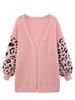 2025 Leopard Print Patchwork Knit Cardigan - Women's European/American Fashion Loose Sweater