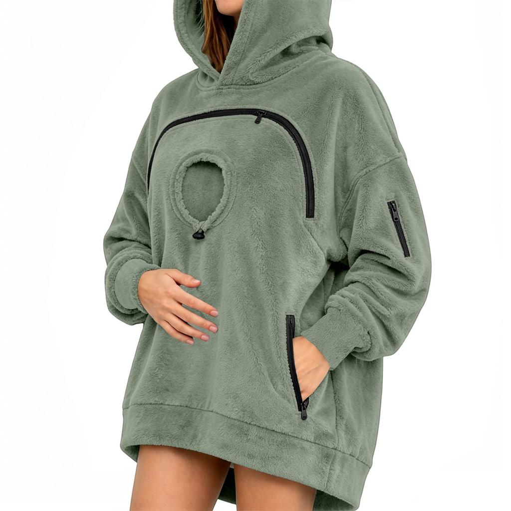 Felpa con Cappuccio Unisex a Manica Lunga con Tasca per Animali Vestibilità Larga Pullover per Uso Casual