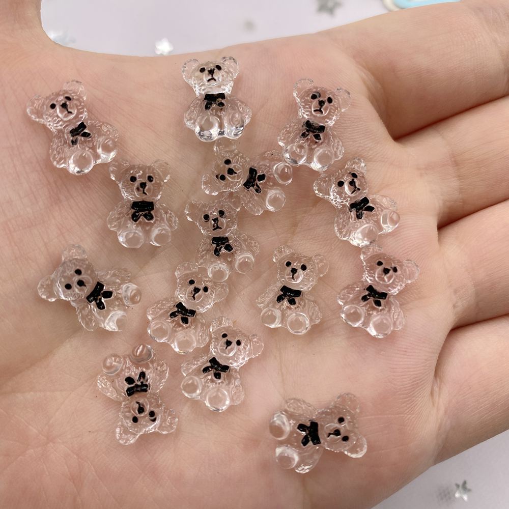 30 Stück Harz Kawaii Bunt 3D Mini Bär Nail Art Charms Flache Rückseite Strass Scrapbook Figuren DIY Schmuckzubehör Handwerk