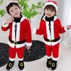 Kids Boys Girls Santa Claus Xmas Top Pants Hat Sets Children Christmas New Year Cosplay Costumes Kindergarten Performance Role Play Outfit