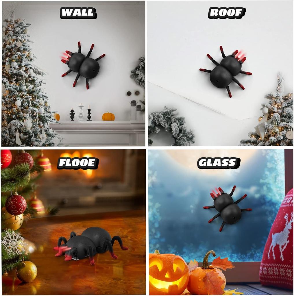 Realistic Wall-Climbing Remote Control Spider Toy with LED Light  for 6+ Boys & Girls, Rechargeable,Halloween Spoof Gifts