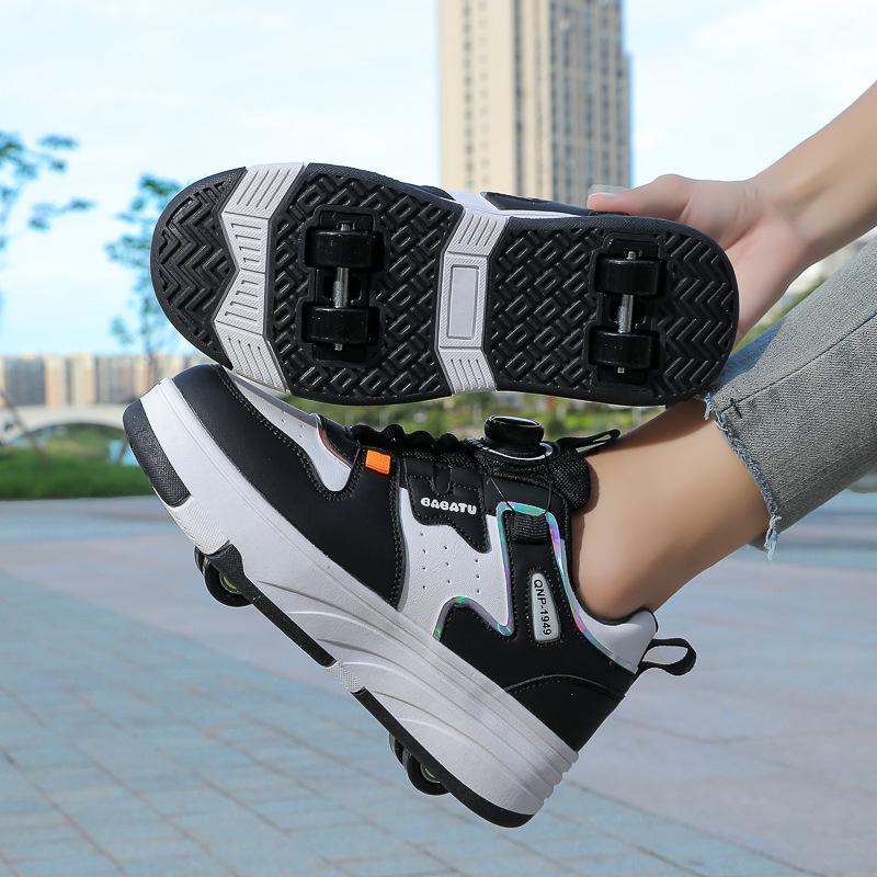 4 Wheel Skating Shoes Speed Roller Skate Children's Deformation Roller Skating Shoes Sports Wheel Shoes Dual-use Racing Sneaker