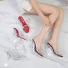 Summer New Transparent Crystal Heel Cool Slippers Women's Color Fashion Car Model Catwalk Large Size High Heels